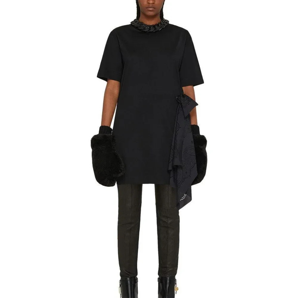 Givenchy Bandana Black Short-Sleeved Side Tie Fastening T-Shirt Dress Si… - Picture 2 of 16